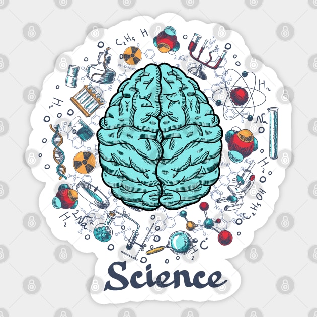 Science brain concept Sticker by Mako Design 